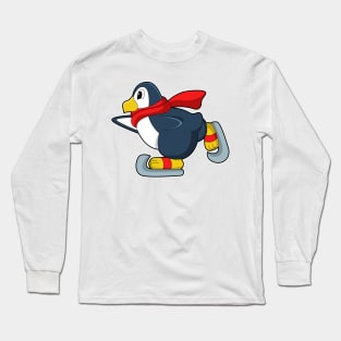 Penguin at Ice skating with Ice skates Long Sleeve T-Shirt